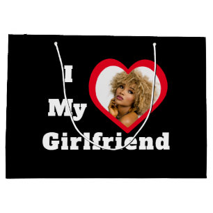 I Love My Girlfriend Bae Personalised Custom Photo Large Gift Bag