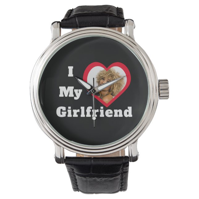 I Love My Girlfriend Bae Personalised Custom Photo Watch (Front)