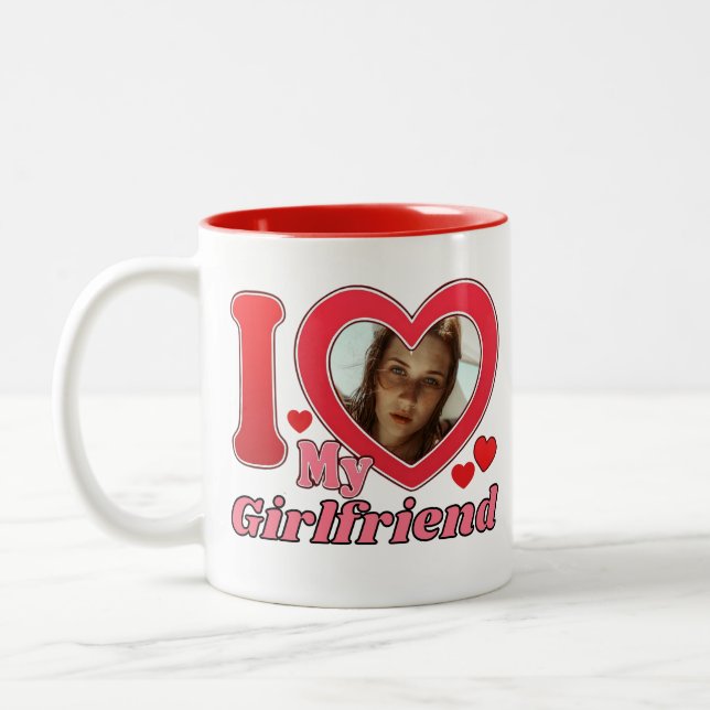 I Love My Girlfriend Boyfriend Wife Husband Photo Two-Tone Coffee Mug (Left)