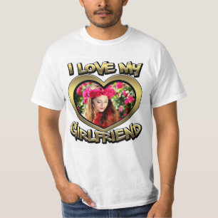 I Love my Girlfriend Bubble Heart Frame Gold T-Shirt
