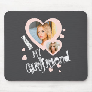 I Love My Girlfriend Chalkboard Doodles Black Cute Mouse Mat