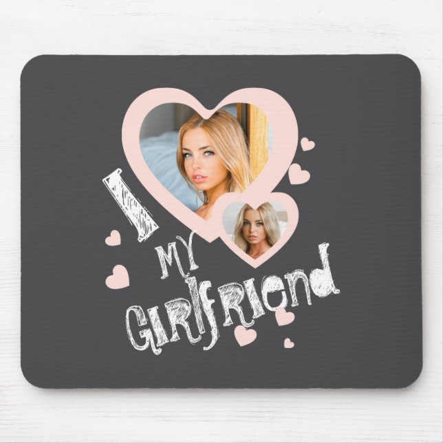 I Love My Girlfriend Chalkboard Doodles Black Cute Mouse Mat (Front)
