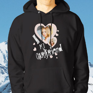 I love my Girlfriend Chalkboard Doodles Black Hoodie