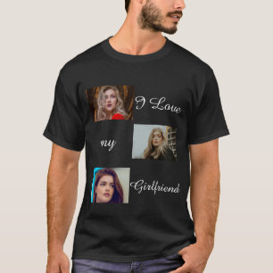 I Love My Girlfriend Custom 3 Photo Collage  T-Shirt