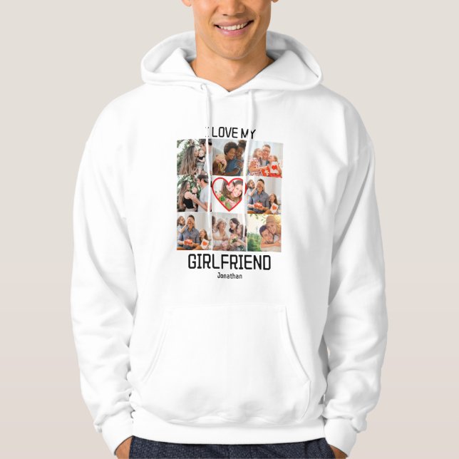 I love My Girlfriend Custom 9 Photo Collage Hoodie (Front)