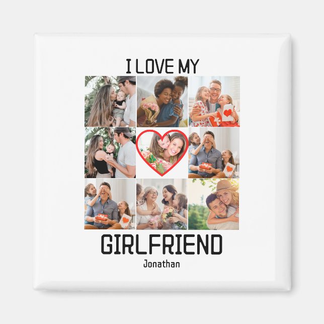 I love My Girlfriend Custom 9 Photo Collage Magnet (Front)