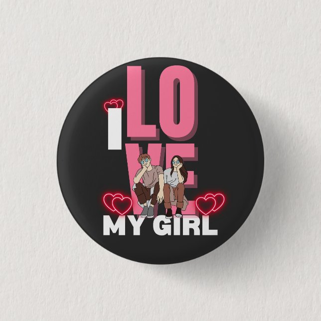 I Love My Girlfriend Custom black i luv 1 button (Front)