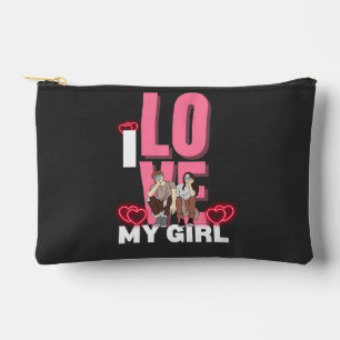 I Love My Girlfriend Custom black i luv 1 button Accessory Pouch