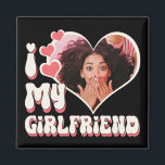 I Love My Girlfriend Custom Black  Magnet<br><div class="desc">Cute retro font that says " I Love My GIRLFRIEND"  - upload a photo for inside the heart (best to crop before upload). Retro colours can be changed in "Edit using Design Tool" section. Part of a Collection including tshirts,  pillows,  notebooks and more!  ©Marisu Valencia</div>