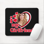 I Love My Girlfriend Custom Black  Mouse Mat<br><div class="desc">I Love My Girlfriend - upload a photo for inside the heart</div>