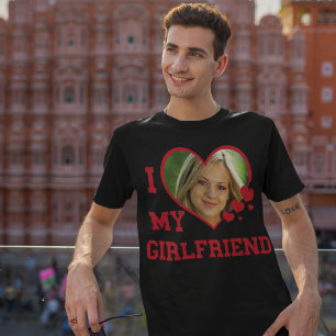 I Love My Girlfriend Custom Black T-Shirt