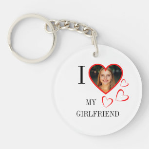  I Love My Girlfriend Custom Heart Your Photo Key Ring