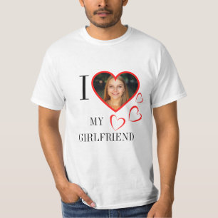  I Love My Girlfriend Custom Heart Your Photo T-Shirt