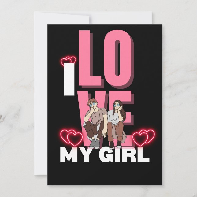 I Love My Girlfriend Custom  Invitation (Front)