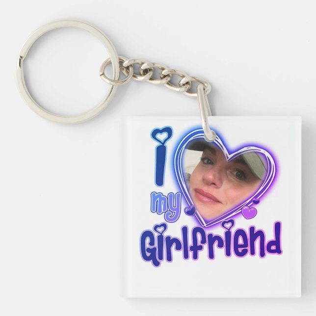 I Love My Girlfriend Custom Personalised Key Ring (Front)
