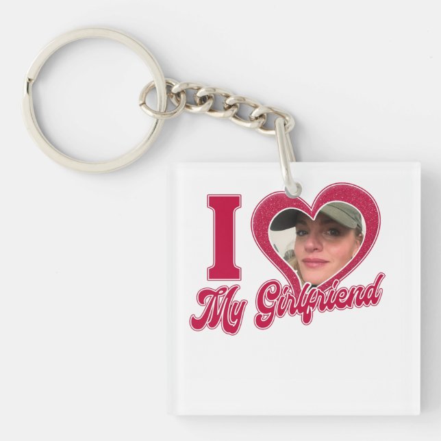 I Love My Girlfriend Custom Personalised Key Ring (Front)