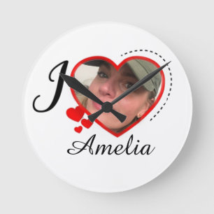 I Love My Girlfriend Custom Personalised Round Clock
