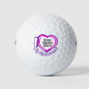 I love My Girlfriend Custom Photo Game Heart Golf Balls