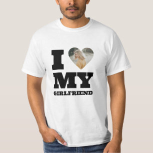 I Love My Girlfriend Custom Photo Heart  T-Shirt