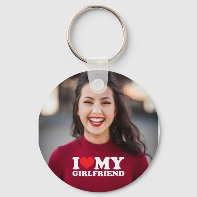 I Love My Girlfriend Custom Photo Key Ring (Front)