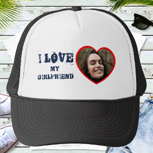I Love My Girlfriend Custom Photo Personalised Trucker Hat