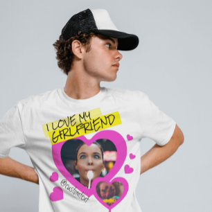 I love my Girlfriend custom photo text y2k T-Shirt