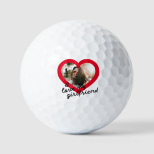 I love my Girlfriend Custom Red Valentines Photo Golf Balls