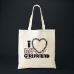I Love My Girlfriend Custom T-shirt Tote Bag<br><div class="desc">cute and bubbly font that says " I Love My GIRLFRIEND" with a huge heart that allows you to insert your image</div>
