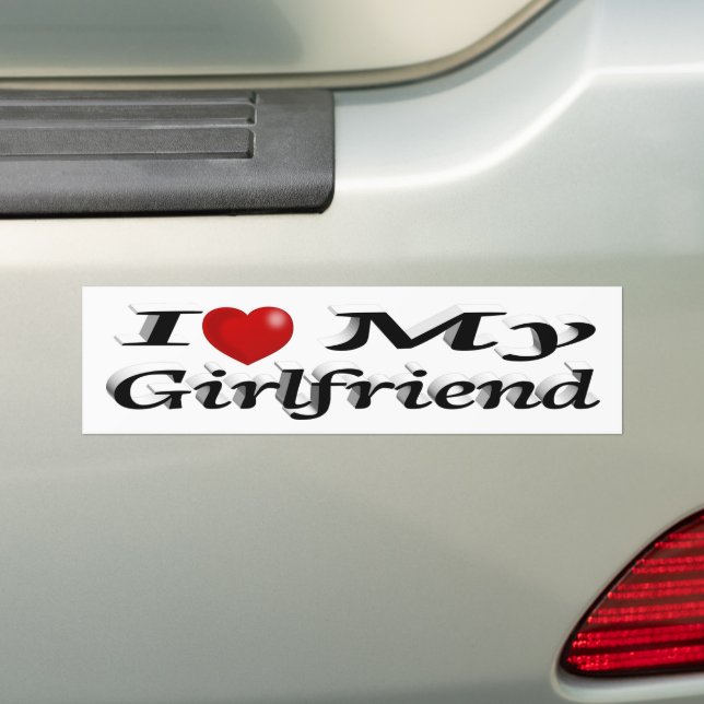 I Love My Girlfriend cute black text Bumper Sticker (On Car)