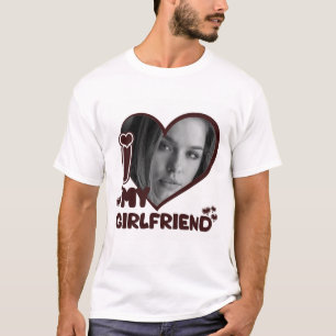 I Love My Girlfriend Cute Custom Photo Brown  T-Shirt