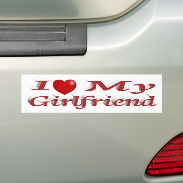 I Love My Girlfriend cute red text Bumper Sticker (On Car)