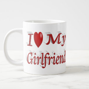 I Love My Girlfriend cute red text Large Coffee Mug
