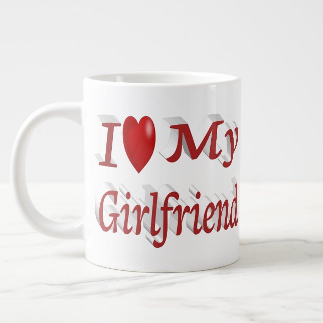 I Love My Girlfriend cute red text   Large Coffee Mug (Left)