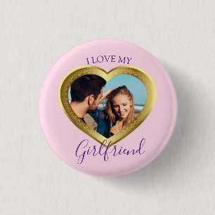 I love My Girlfriend Gift for Her Him Valentine 3 Cm Round Badge