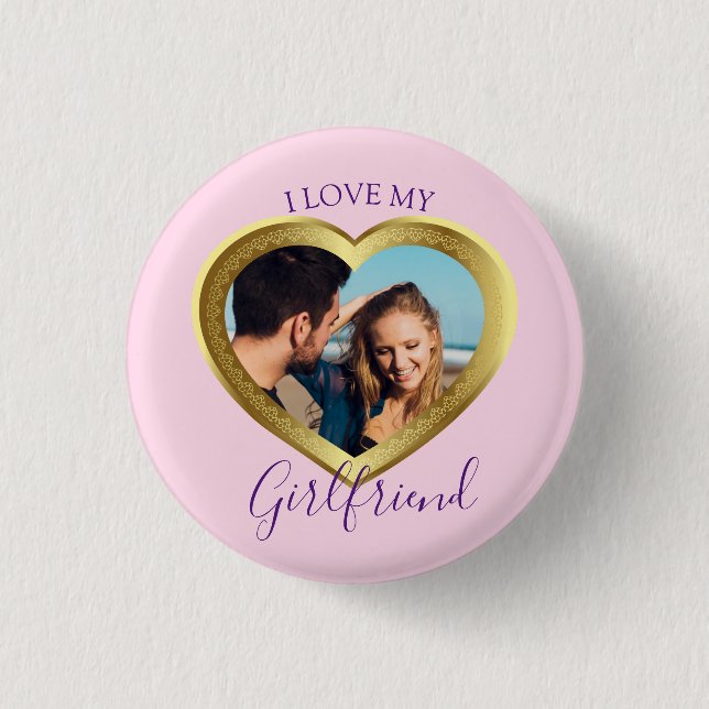 I love My Girlfriend Gift for Her Him Valentine 3 Cm Round Badge (Front)