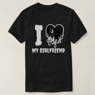 I Love My Girlfriend Gothic White Heart Photo T-Shirt