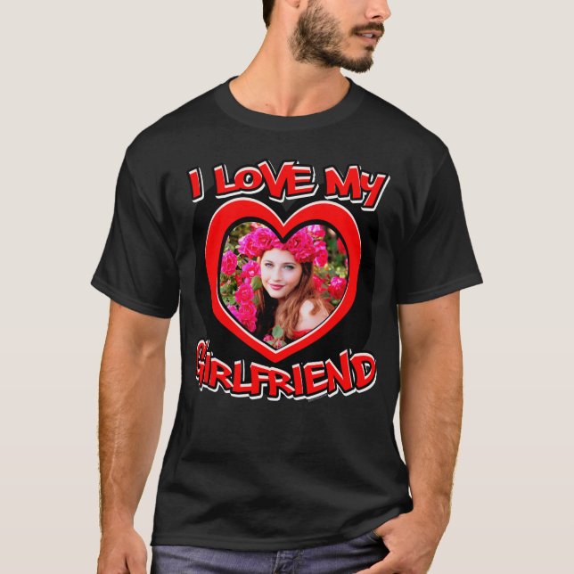I Love my Girlfriend Graffiti Heart Red Photo T-Shirt (Front)