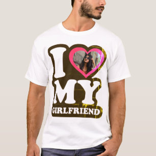 I Love My Girlfriend Green Leaf  - Custom Photo T- T-Shirt