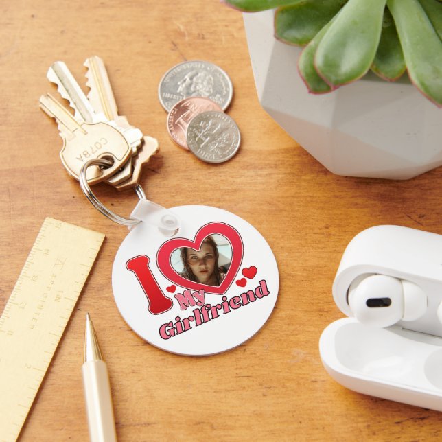 I Love My Girlfriend Hat, Girlfriend Key Ring (Desk)
