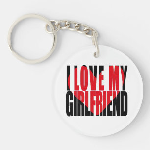 I Love My Girlfriend Heart Custom Photo Key Ring