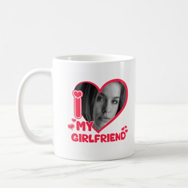 I Love My Girlfriend Heart Custom Photo Love Cute Coffee Mug (Left)