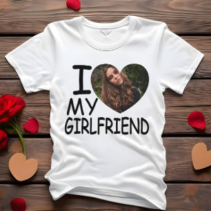 I Love My Girlfriend Heart Custom Photo T-Shirt
