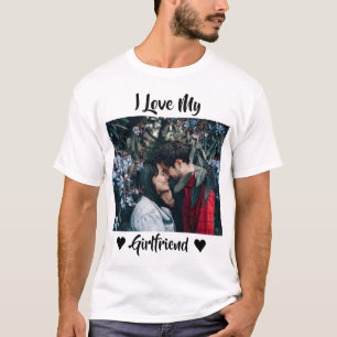 I Love My Girlfriend Heart Personalised Photo  T-S T-Shirt