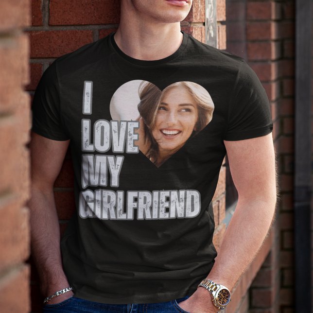 I Love My Girlfriend Heart Photo Boyfriend Gift  T-Shirt (I Love My Girlfriend Heart Photo Boyfriend Gift T-Shirt)