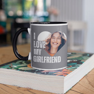 I Love My Girlfriend Heart Photo Boyfriend Gift  Two-Tone Coffee Mug