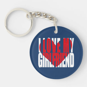 I Love My Girlfriend Heart Photo Personalised Key Ring