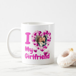 I Love My Girlfriend Hot Pink Custom Photo Coffee Mug