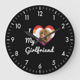 I Love My Girlfriend Lesbian Pride Custom Photo Large Clock