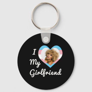 I Love My Girlfriend LGBT Trans Pride Custom Photo Key Ring