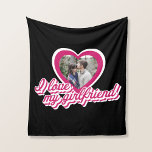 I Love My Girlfriend Personalised Custom Photo Fleece Blanket<br><div class="desc">I Love My Girlfriend Custom Photo Personalised Blanket. Perfect gift for valentines day,  anniversary or birthday. Features retro script font and heart shape frame</div>